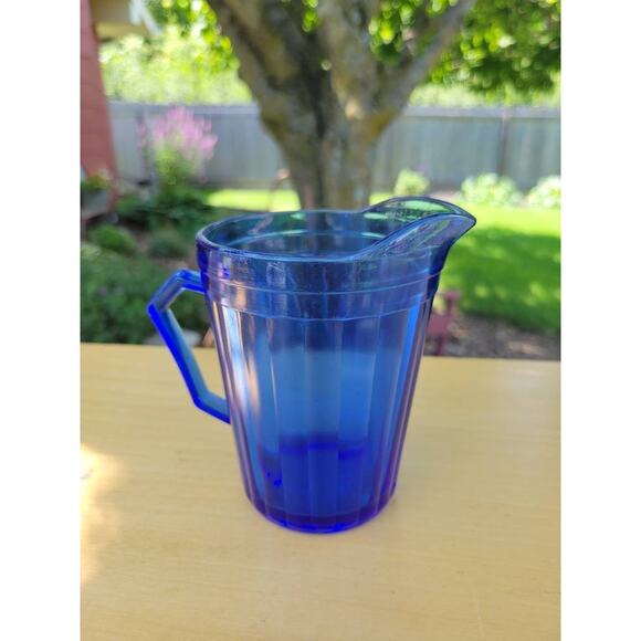 Vintage Cobalt Blue Creamer, Aurora Hazel Atlas Small Pitcher 1930s, Kitchen - Picture 2 of 5